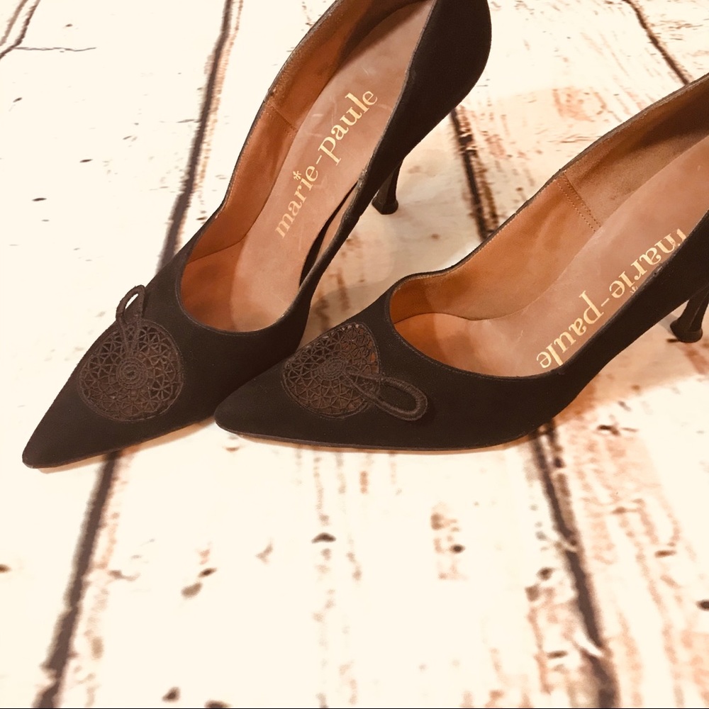 Vintage 1950’s Marie-Paule suede heel pumps